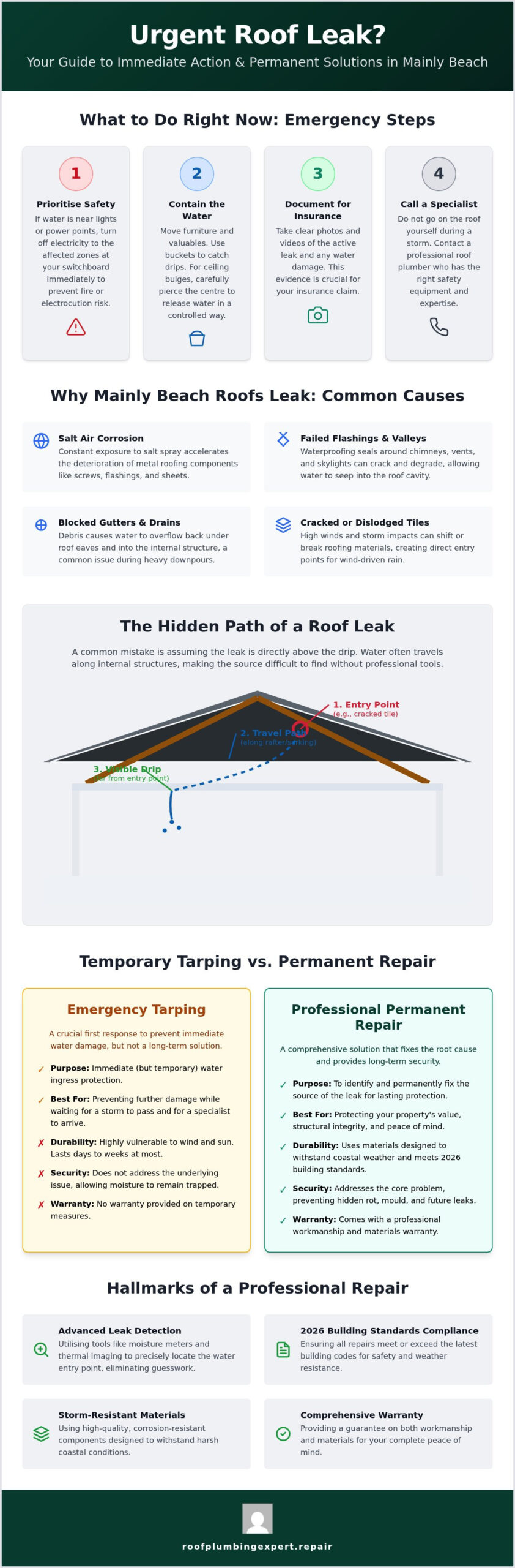 Urgent Roof Leak Repair Near Me: Fast Emergency Response in Mainly Beach (2026)